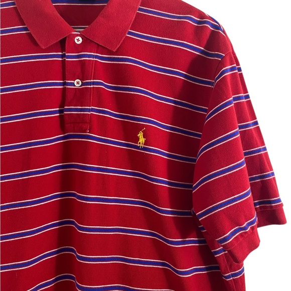 Ralph Lauren Vintage Polo Sz XL Red Striped Short Sleeve Shirt - Picture 9 of 10